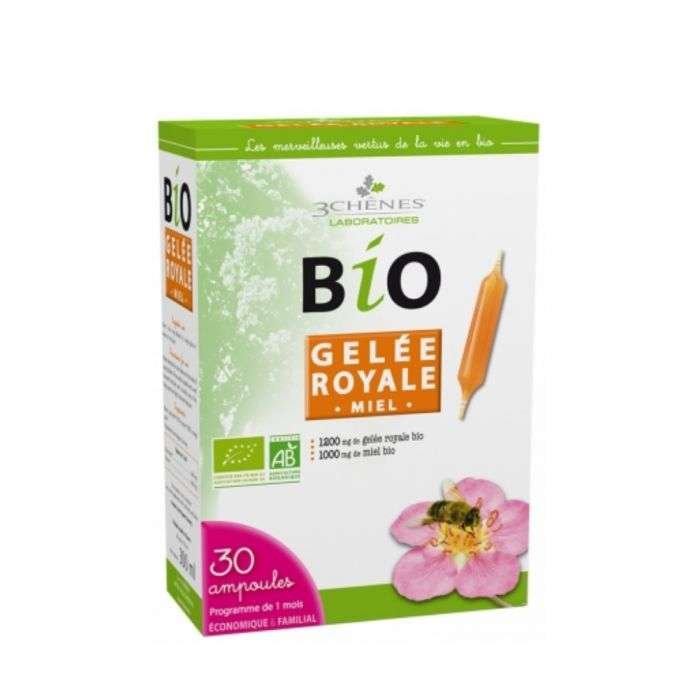 3 CHENES BIO GELEE ROYALE MIEL 30 AMPOULES