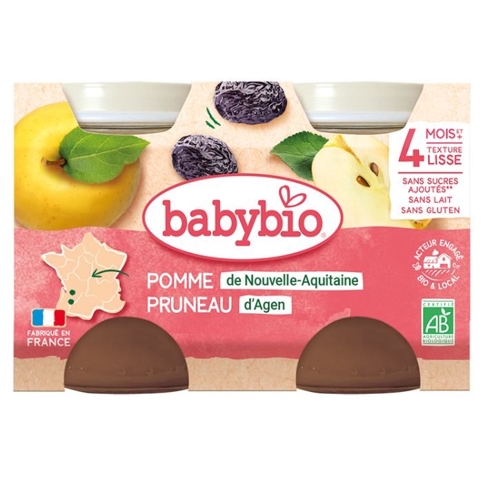 BABYBIO PETIT POT POMME PRUNEAU 4 MOIS + 2X130 G