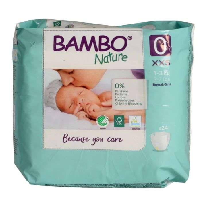 BAMBO NATURE COUCHES TAILLE 0 XXS 1-3 KG 24 UNITES