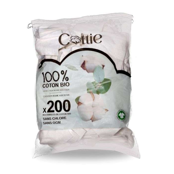 COTTIE 200 RECTANGLES DE COTON 100% BIO