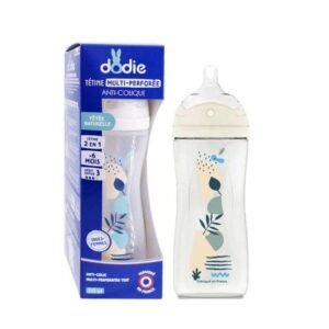 DODIE BIBERON TETINE MULTI PERFOREE ANTI COLIQUE 330 ML 6MOIS+ DEBIT 3 BLEU