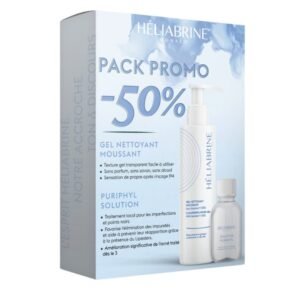 HELIABRINE PACK PROMO GEL NETTOYANT MOUSSANT 200 ML ET PURIPHYL SOLUTION 30 ML OFFERTE