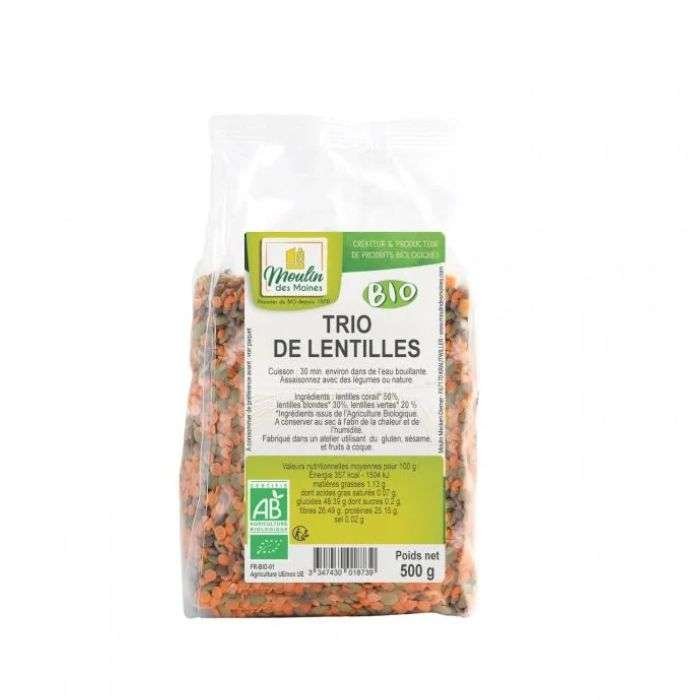 MOULIN DES MOINES TRIO DE LENTILLES 500 G