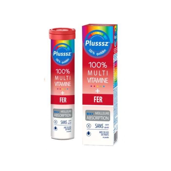 PLUSSSZ 100% MULTIVITAMINE+FER 20 COMPRIMES GOUT ORANGE CERISE