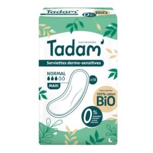 TADAM 18 SERVIETTES DERMO SENSITIVES NORMAL MAXI COTON BIO