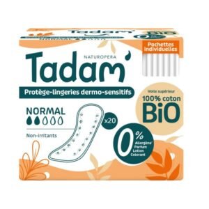 TADAM 20 SERVIETTES DERMO SENSITIVES NORMAL COTON BIO NON IRRITANTS
