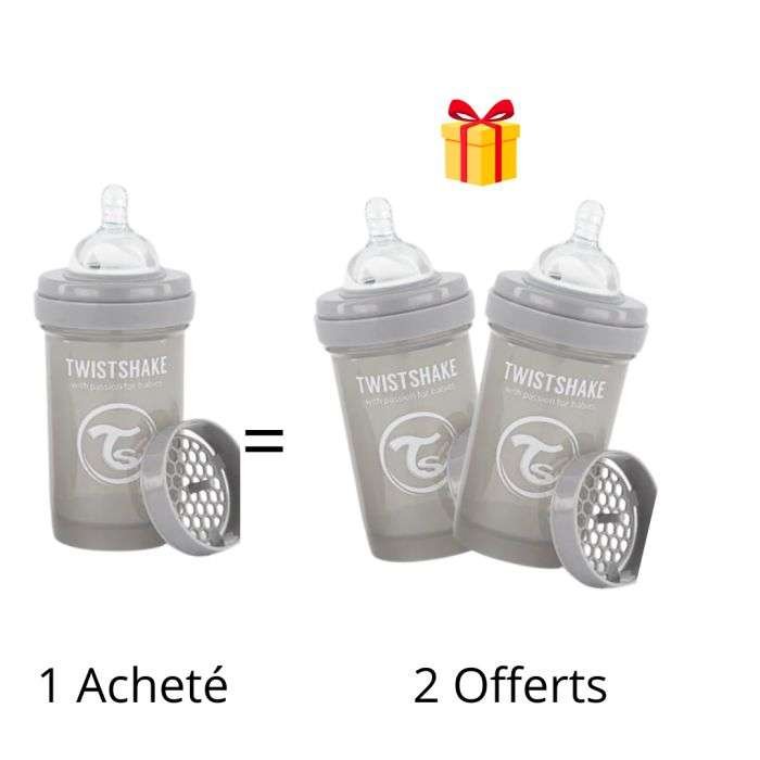 TWISTSHAKE OFFRE 1 BABY BOTTLE ANTI COLIC ALL IN ONE 180 ML 0M+ GRIS ACHETE 2 OFFERTS